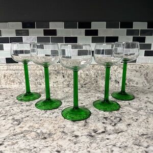 Cristal D'Arques Emerald Rhine Wine Glasses Set of 5 Green Luminarc France